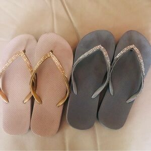 Elegant Gold and Silver Women's Flip Flops